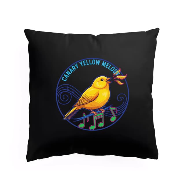 Polštář Canary Yellow Zpívající Zlatý Kanárek Neonová Melodie A Hudební Noty