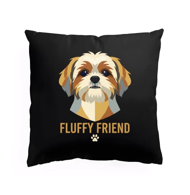 Polštář Roztomilý Chlupatý Kamarád Shih Tzu Zlaté Logo Pro Milovníky Mazlíčků