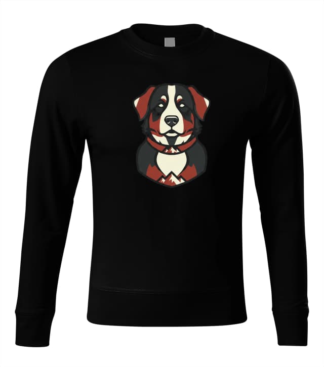 Mikina bez kapuce Bernese Mountain Dog Trikolóra Stylizovaný Horský Pes S Grafickými Horami