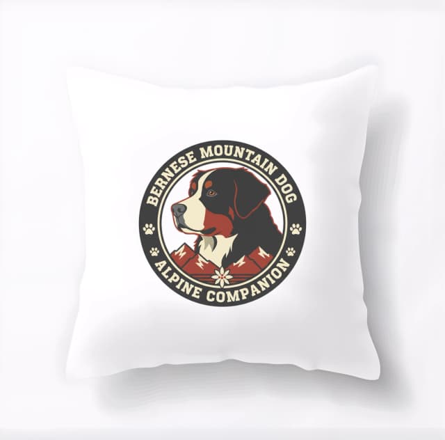 Polštář Bernese Mountain Dog Tricolor Věrný Alpský Společník S Květem