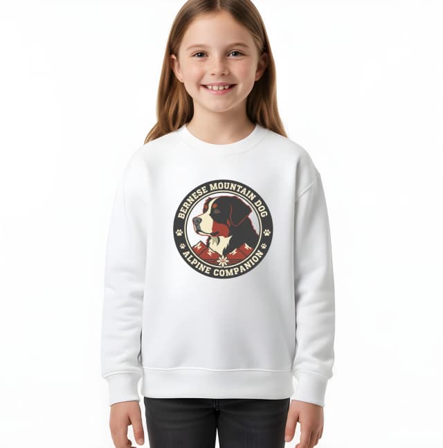Dětská mikina Bernese Mountain Dog Tricolor Věrný Alpský Společník S Květem