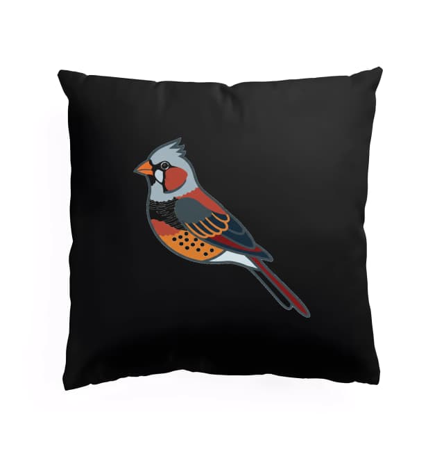 Polštář Moderní Zebra Finch Stylizovaný Barevný Pták S Geometrickými Vzory