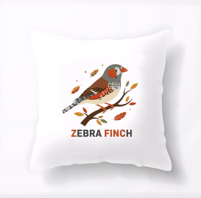 Polštář Zebra Finch Pestrobarevný Australský Vrabec V Moderní Grafice Pro Milovníky Ptáků