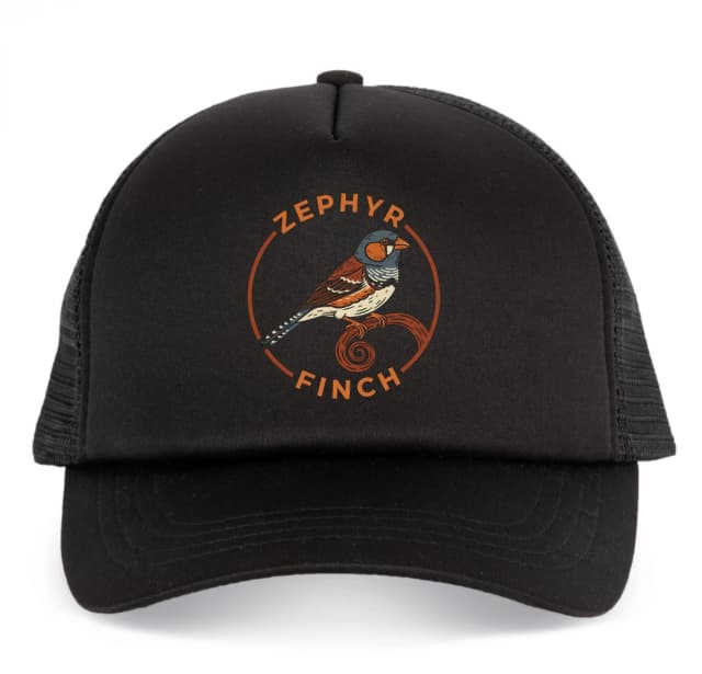 Dětská kšiltovka Zephyr Finch Retro Ptáček V Rustikálním Oranžovo Modrém Znaku