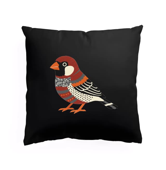 Polštář Retro Geometrický Zebra Finch Tečkovaný A Pruhovaný Ptáček Štěstí