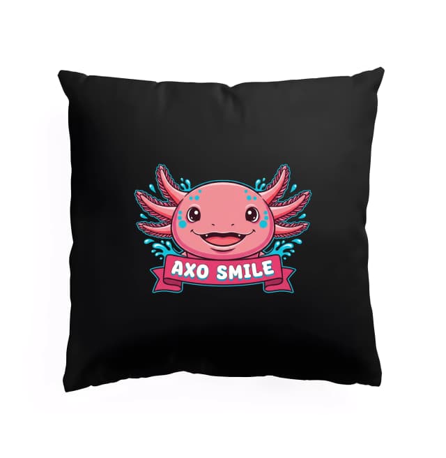 Polštář Růžový Axolotl S Radostným Úsměvem A Tropickými Vlnami
