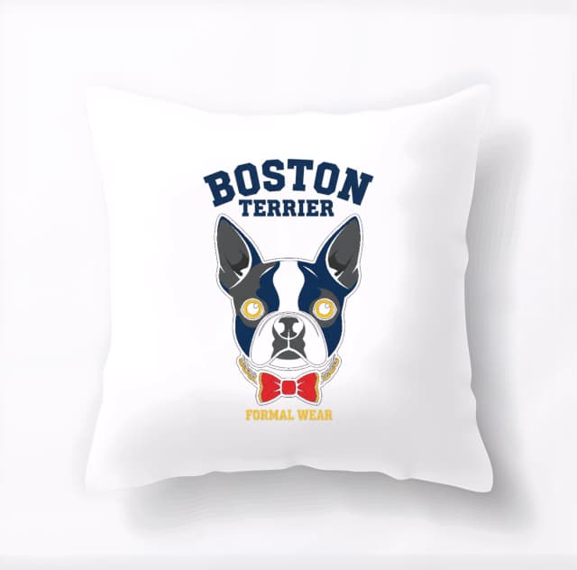 Polštář Stylizovaný Boston Terrier Ilustrace Hlavy Vektorový Maskot Se Zřetelnýma Očima