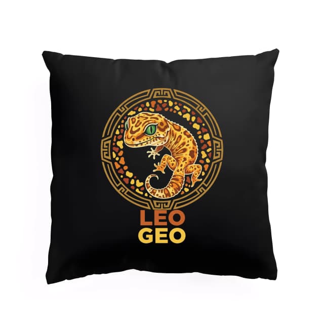 Polštář Zlatý Leopardí Gekón V Ornamentálním Kruhu Exotický Styl Leo Geo