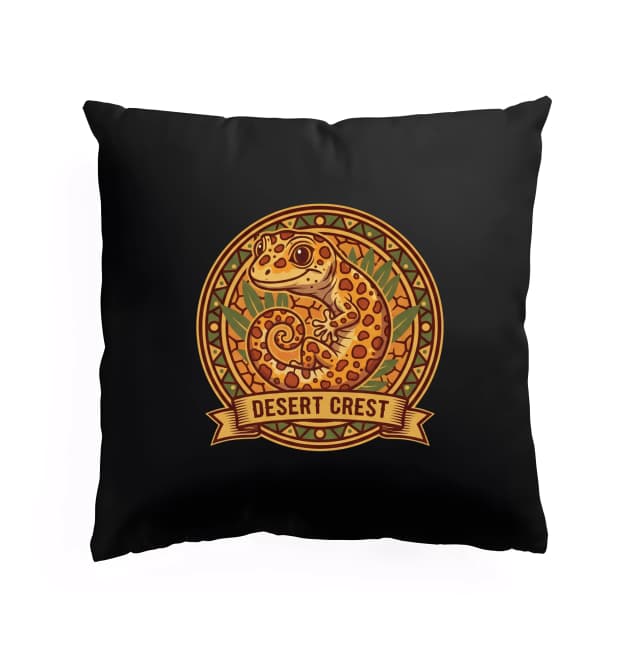 Polštář Pouštní Erb Desert Crest Leopardí Gekon Ve Zlatém Ornamentu