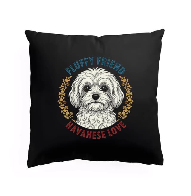 Polštář Chlupatý Přítel Havanese Love Věnec S Tlapkami A Kostičkami