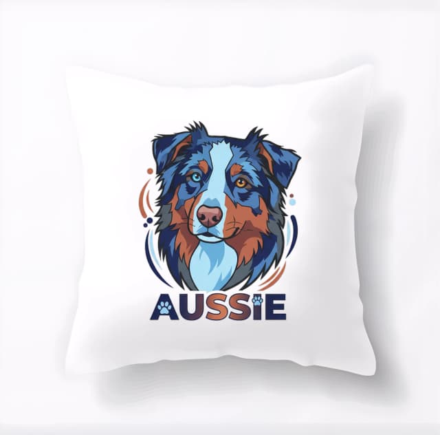 Polštář Aussie Modrý Merle Energie Pastýřského Psa V Barvách Oceánu