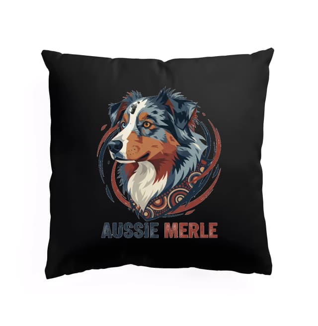 Polštář Aussie Merle  Vznešený Modrý Ovčák S Bohatým Ornamentálním Portrétem