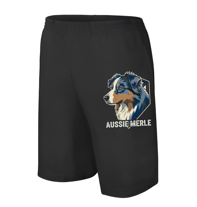 Pánské/dětské kraťasy Hrdý Aussie Merle Modrý Pastýřský Portrét V Emblémovém Stylu