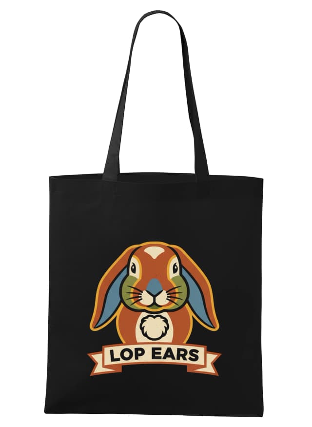 Nákupní taška Roztomilý Trpasličí Králík Lop Ears Retro Logo S Visícími Ušima Pro Fanoušky