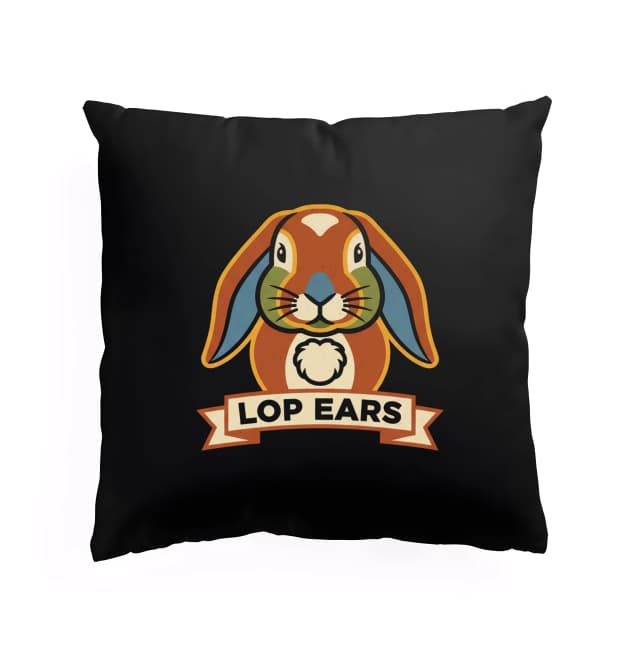 Polštář Roztomilý Trpasličí Králík Lop Ears Retro Logo S Visícími Ušima Pro Fanoušky