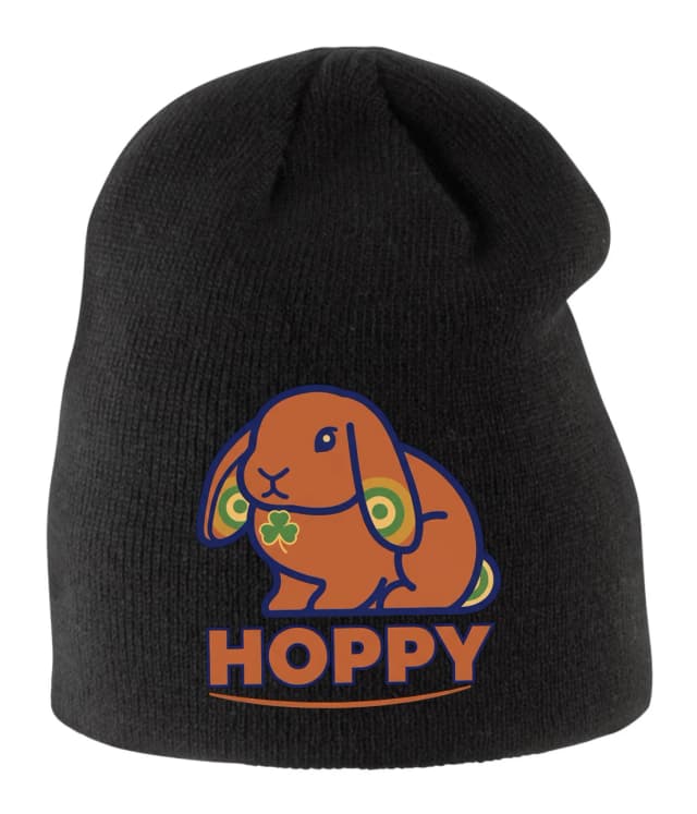 Dětská zimní čepice Hoppy Oranžový Králíček S Irským Trojlístkem A Retro Kruhy