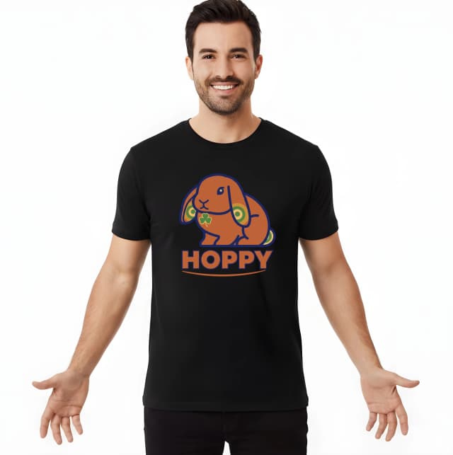 Pánské tričko Hoppy Oranžový Králíček S Irským Trojlístkem A Retro Kruhy