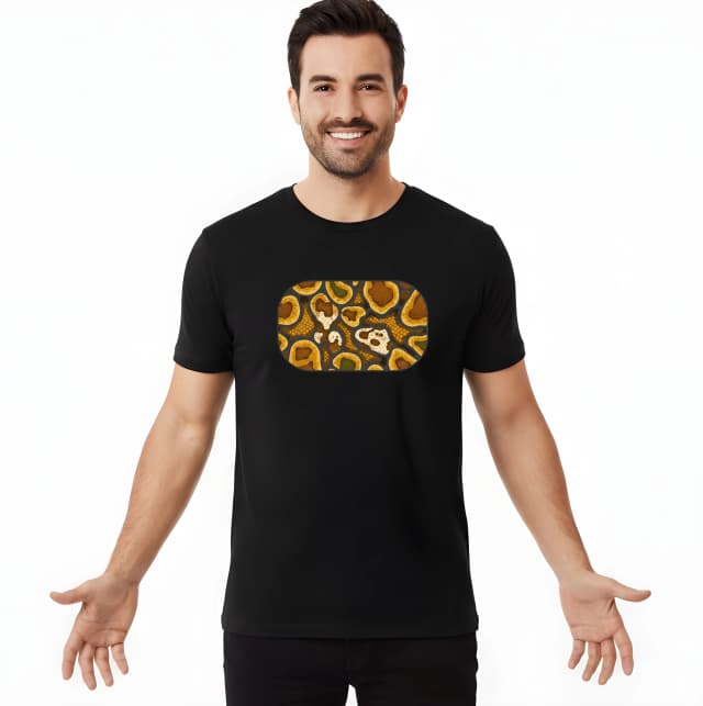 Pánské tričko Luxusní Organický Zlatý Ball Python Vzor Inspirovaný Přírodou