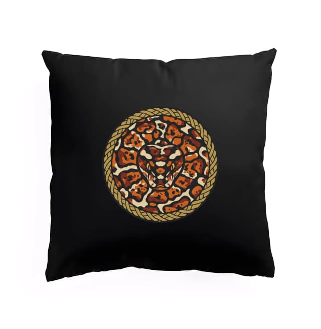 Polštář Retro Medailon Ball Python Terakotový Vzor S Pleteným Rámečkem