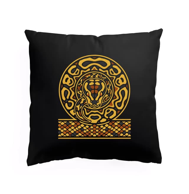 Polštář Zlatý Mandalový Hadí Ornament Exotický Luxusní Design Ve Stylu Ball Python