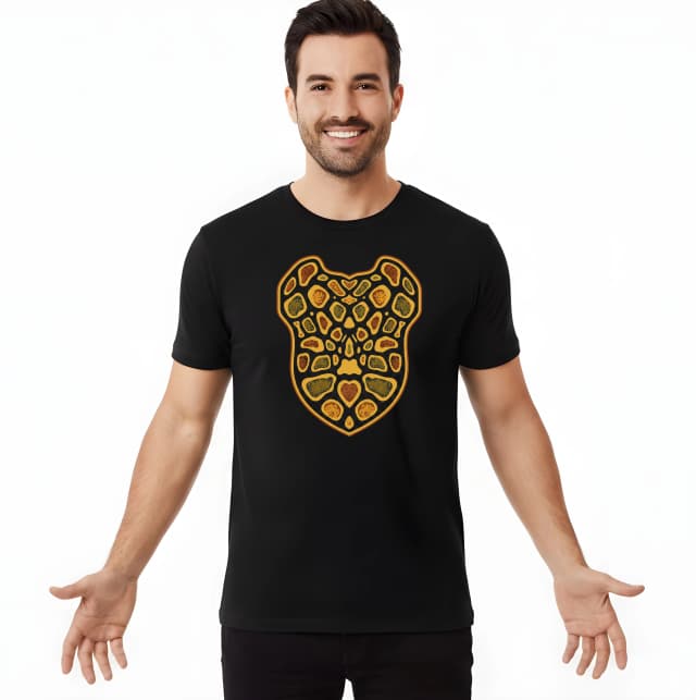 Pánské tričko Zlaté Šupiny Ball Python Tropické Srdce V Moderním Ornamentu