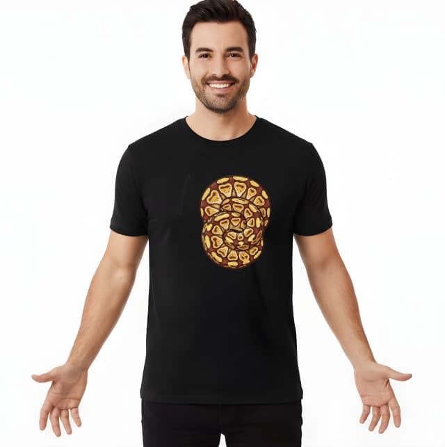 Pánské tričko Zlatý Vzor Ball Python Kouzlo Křivek A Divoká Elegance