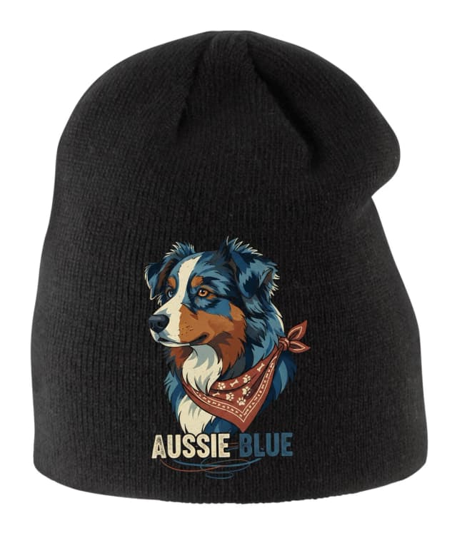 Dětská zimní čepice Aussie Blue Hrdý Portrét Australian Shepherd Blue Merle