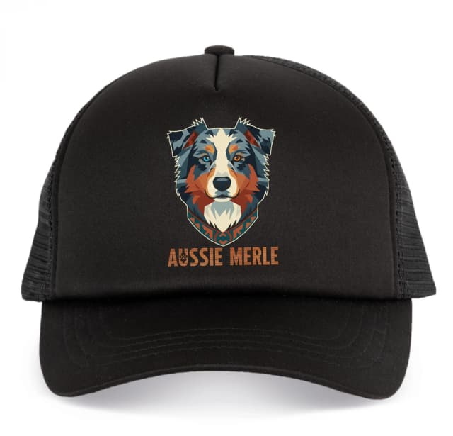 Dětská kšiltovka Aussie Merle Moderní Geometrický Portrét S Etno Límcem A Heterochromií