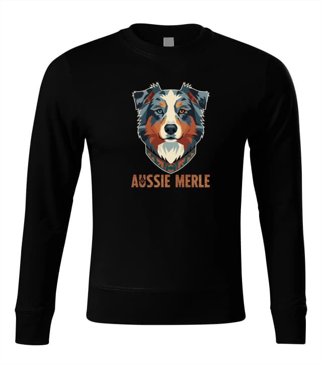 Mikina bez kapuce Aussie Merle Moderní Geometrický Portrét S Etno Límcem A Heterochromií