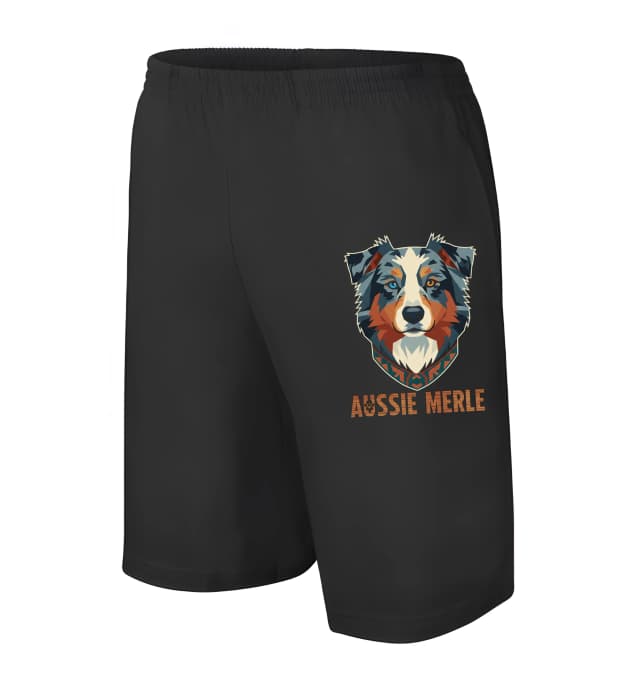 Pánské/dětské kraťasy Aussie Merle Moderní Geometrický Portrét S Etno Límcem A Heterochromií