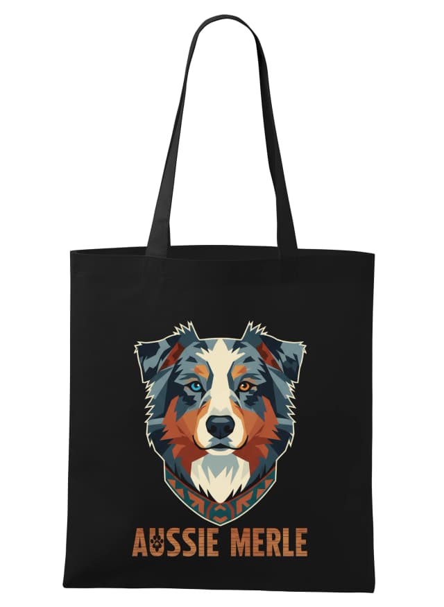 Nákupní taška Aussie Merle Moderní Geometrický Portrét S Etno Límcem A Heterochromií