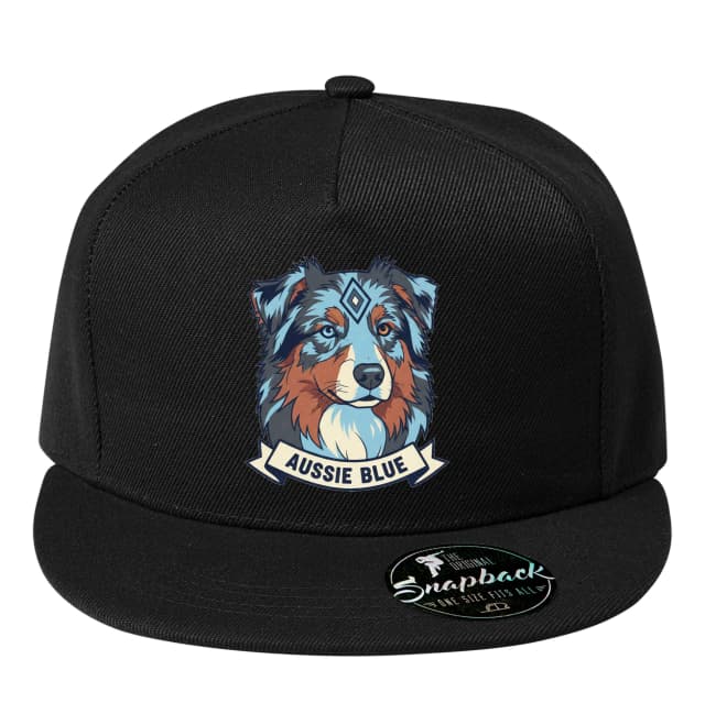 Snapback Aussie Blue Moderní Geometrický Portrét Australského Ovčáka V Modrých Tónech