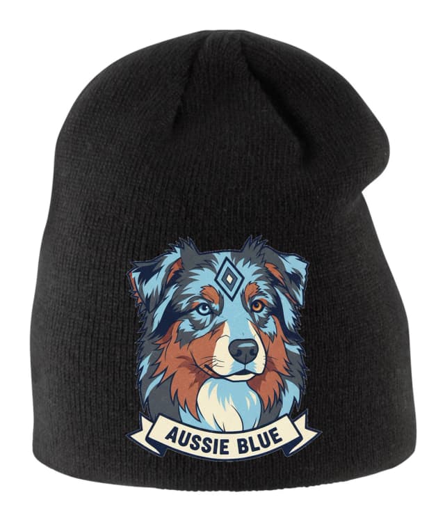 Dětská zimní čepice Aussie Blue Moderní Geometrický Portrét Australského Ovčáka V Modrých Tónech