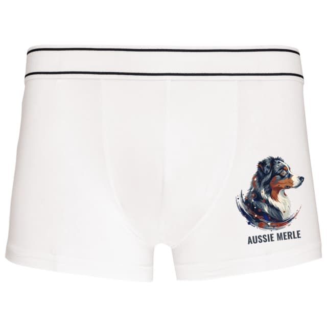 Boxerky Aussie Merle Dynamický Portrét Modrého Merle S Abstraktními Šmouhami