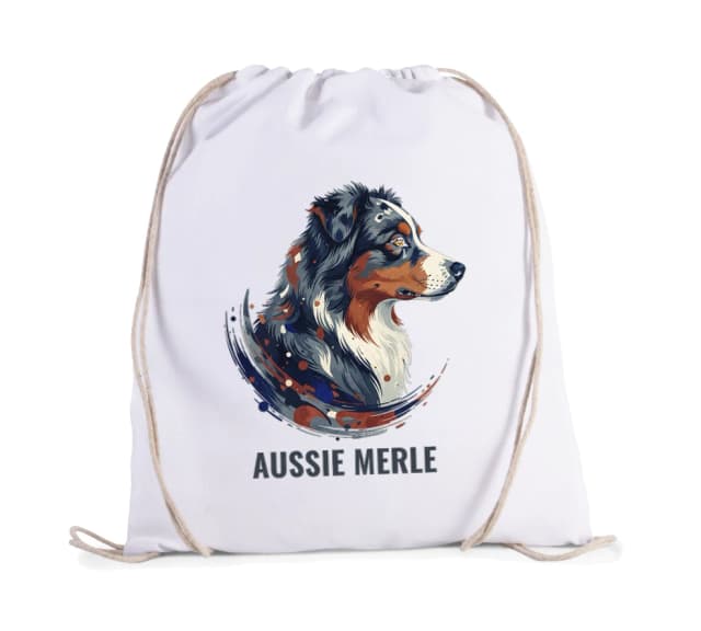 Vak na záda Aussie Merle Dynamický Portrét Modrého Merle S Abstraktními Šmouhami