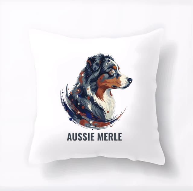 Polštář Aussie Merle Dynamický Portrét Modrého Merle S Abstraktními Šmouhami