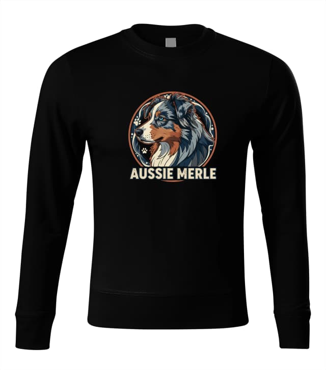 Mikina bez kapuce Aussie Merle Královský Portrét Modrookého Ovčáka V Retro Grafickém Stylu