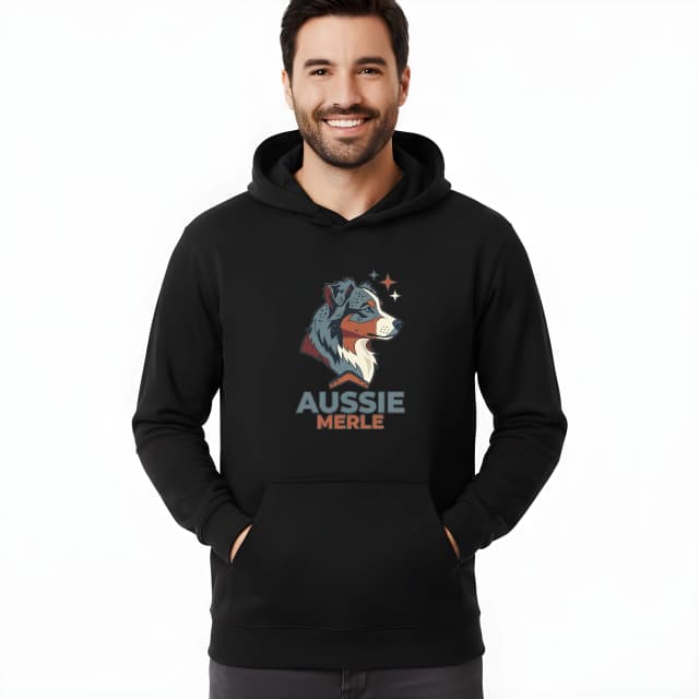 Mikina Divoký Aussie Merle Stylizovaný Portrét Australského Ovčáka