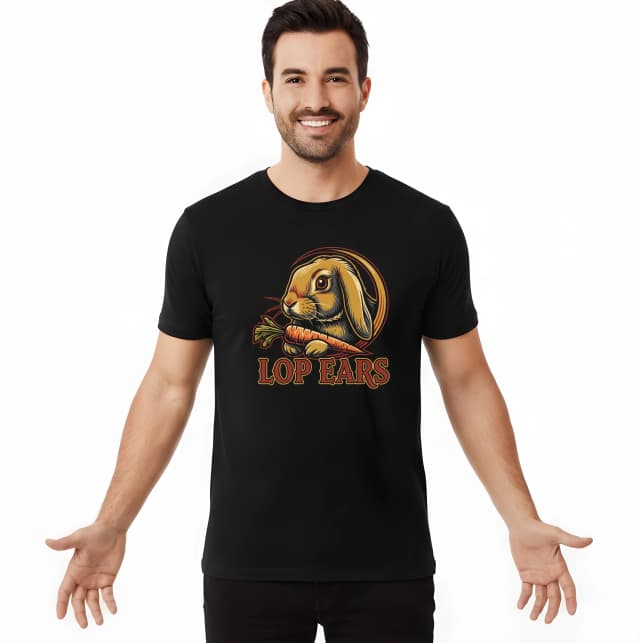Pánské tričko Trpasličí Králík Lop Ears S Mrkví Retro Ilustrace Pro Fanoušky
