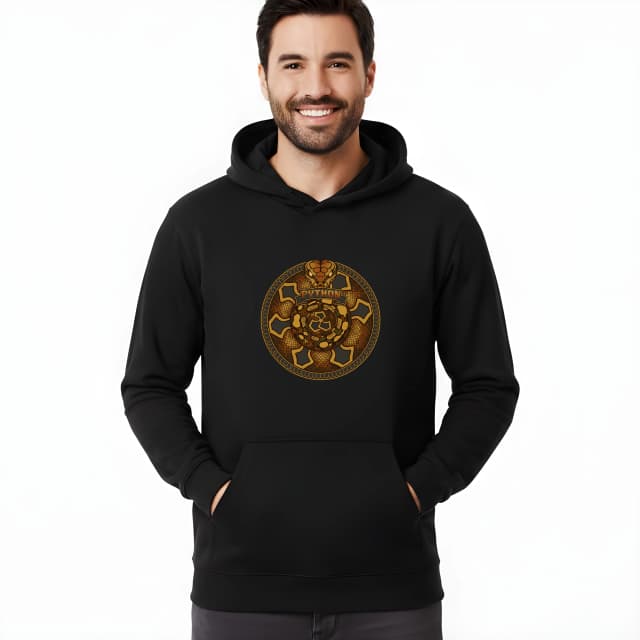 Mikina Zlatá Mandala Ball Python Královský Plazí Štít A Ornamentální Síla