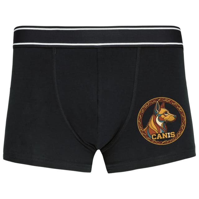 Boxerky Keltský Canis Stylizovaný Vlk V Zlatém Ozdobném Kruhu