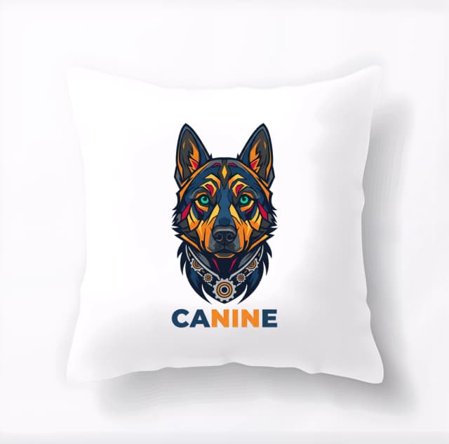 Polštář Canine Mechanický Vlk Barevná Geometrická Ilustrace Pro Logo A Branding