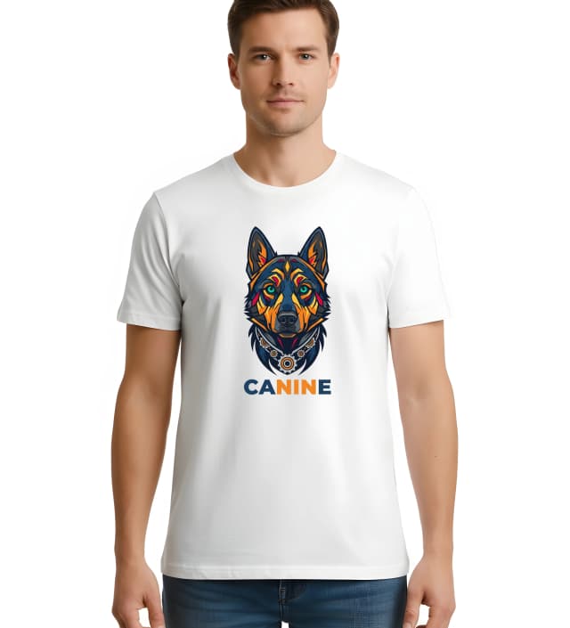 Pánské tričko Canine Mechanický Vlk Barevná Geometrická Ilustrace Pro Logo A Branding