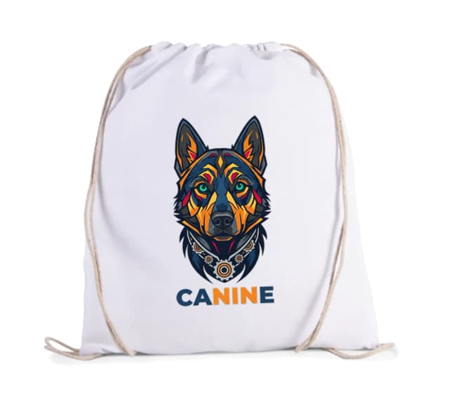 Vak na záda Canine Mechanický Vlk Barevná Geometrická Ilustrace Pro Logo A Branding