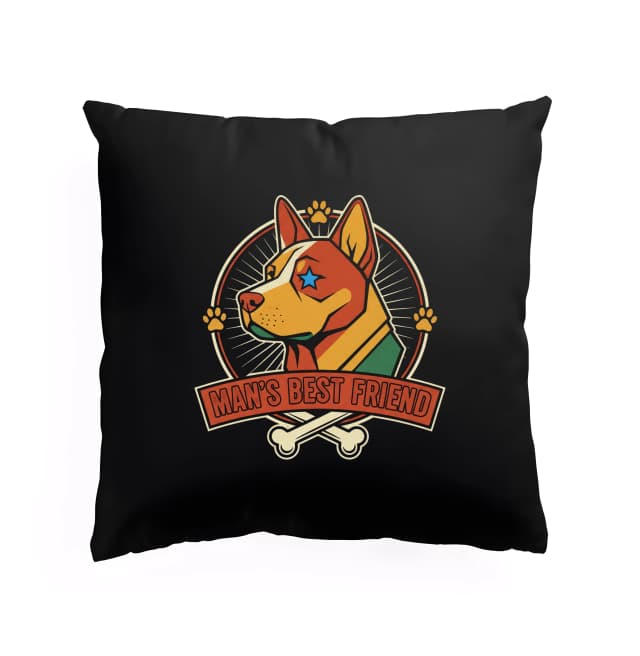 Polštář Hvězdný Pes Mans Best Friend Retro Plakát Se Zkříženými Kostmi A Tlapkami