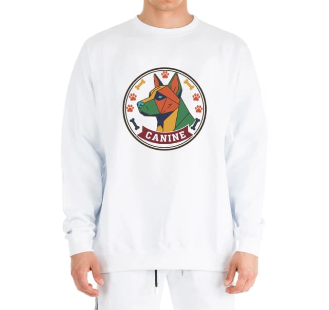 Mikina bez kapuce Barevný Geometrický Psí Odznáček Canine Moderní Logo S Tlapkami A Kostmi