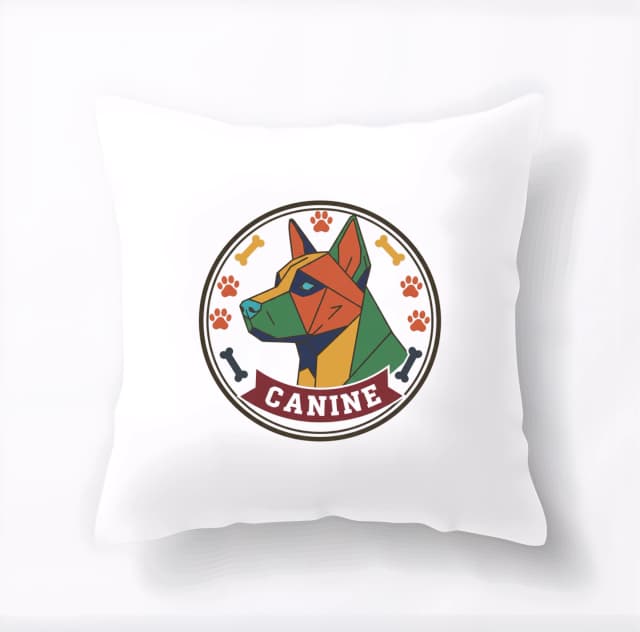 Polštář Barevný Geometrický Psí Odznáček Canine Moderní Logo S Tlapkami A Kostmi