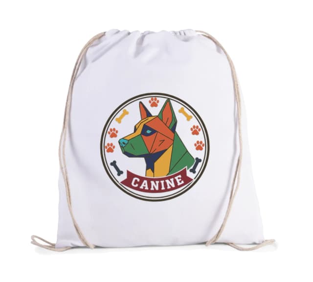 Vak na záda Barevný Geometrický Psí Odznáček Canine Moderní Logo S Tlapkami A Kostmi