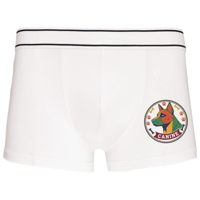 Boxerky Barevný Geometrický Psí Odznáček Canine Moderní Logo S Tlapkami A Kostmi