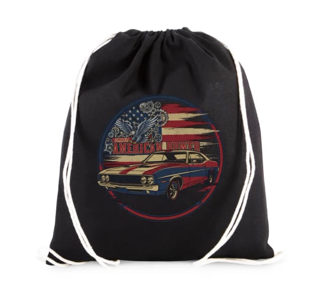 Vak na záda Vintage American Power Síla Muscle Caru S Orlem A Roztrhanou Vlajkou